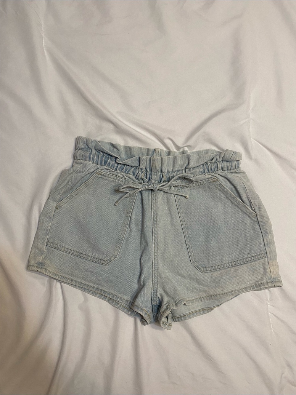Vigors Light Wash Denim Paperbag Waist Women’s Shorts
